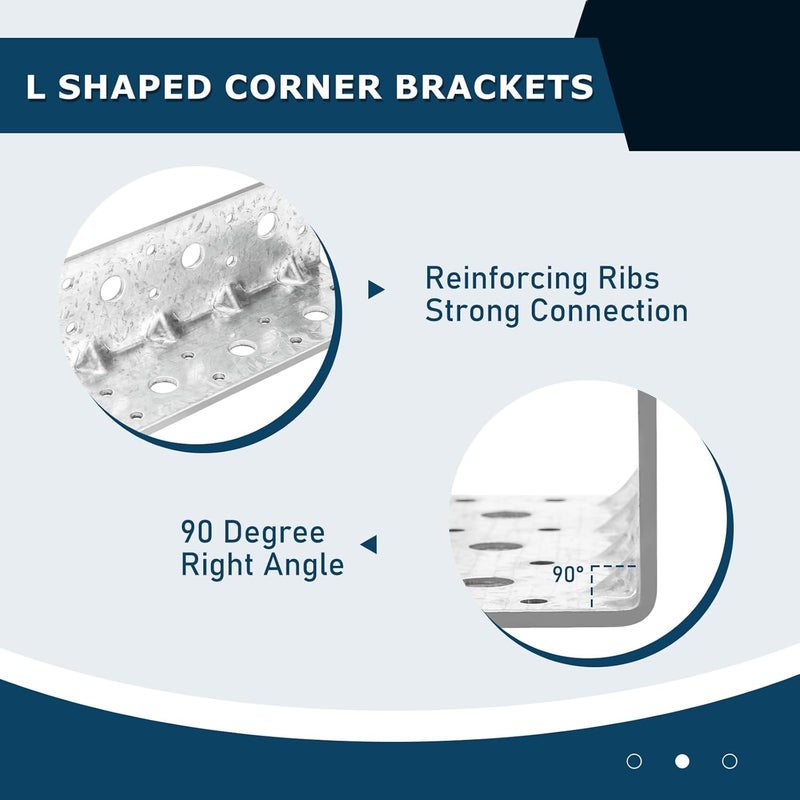 MOZCORN 4Pcs L Brackets for Wood Galvanized, Heavy Duty 90 Degree Corner Brace 5.5x2.1x2.1in, Anti-Rust and Reinforcing Right Angle Bracket, 2.8mm Thickness - Image 3